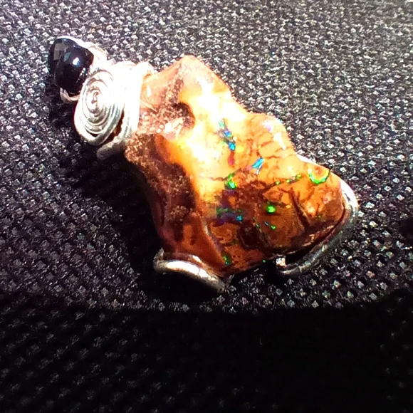 Australian Boulder Opal Pendant Sterling Silver - Picture 4 of 16